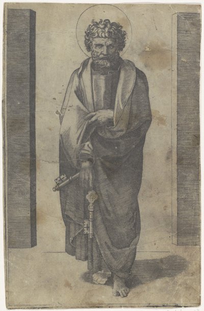 Apostoł Piotr z kluczami Chrystus i apostołowie (tytuł serii) autorstwa Marcantonio Raimondi