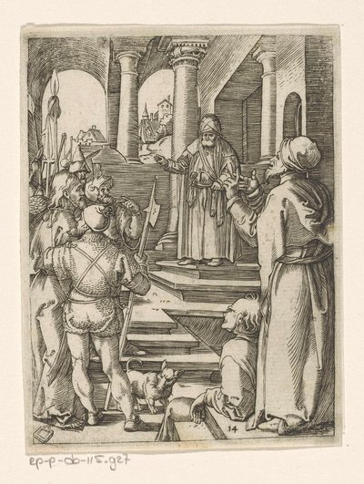 Chrystus przed Piłatem Męka Chrystusa (tytuł serii) autorstwa Marcantonio Raimondi