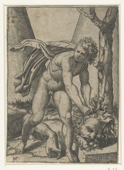 Dawid z głową Goliata autorstwa Marcantonio Raimondi