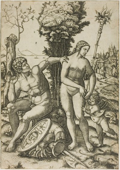 Mars, Wenus i Kupidyn autorstwa Marcantonio Raimondi