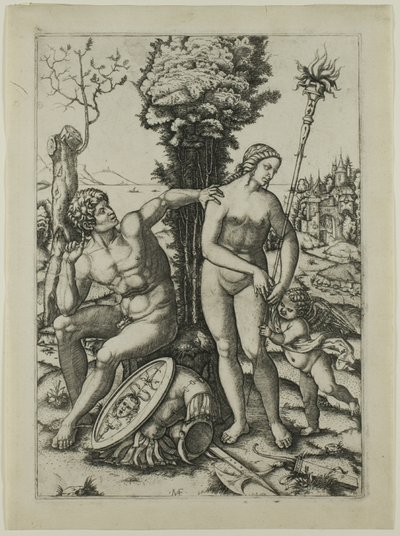 Mars, Wenus i Kupidyn autorstwa Marcantonio Raimondi