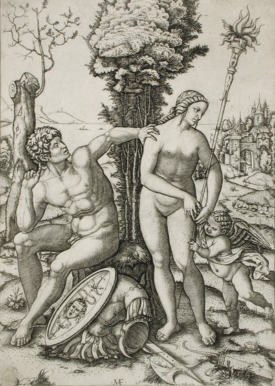 Mars, Wenus i Kupidyn autorstwa Marcantonio Raimondi
