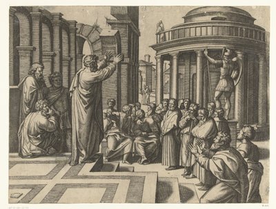 Paweł naucza w Atenach autorstwa Marcantonio Raimondi