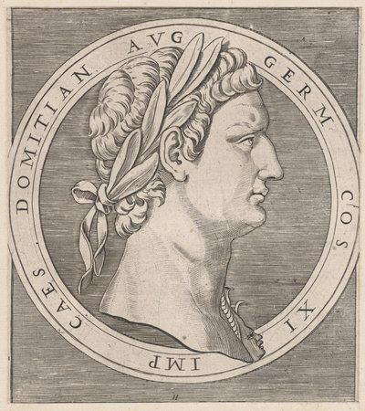 Zwierciadło rzymskiej świetności: Domicjan, z Dwunastu Cezarów, ca. 1500-1534., ca. 1500-1534. autorstwa Marcantonio Raimondi