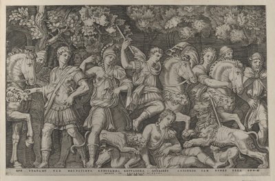Zwierciadło rzymskiej świetności: Polowanie na lwa, ca. 1500-1534., ca. 1500-1534. autorstwa Marcantonio Raimondi
