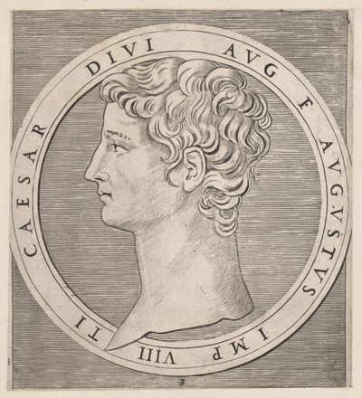 Lustro rzymskiej świetności: Tyberiusz z Dwunastu Cezarów, ca. 1500-1534., ca. 1500-1534. autorstwa Marcantonio Raimondi