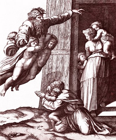 Powołanie Abrahama autorstwa Marcantonio Raimondi