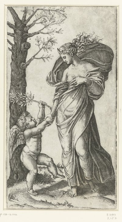 Pojednanie Minerwy i Amora autorstwa Marcantonio Raimondi