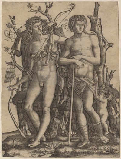 Apollo i Hiacynt autorstwa Marcantonio Raimondi after Francesco Francia