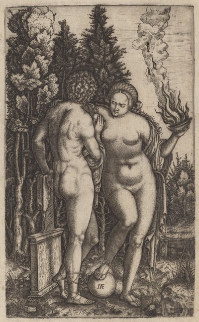 Mężczyzna i kobieta z piłką autorstwa Marcantonio Raimondi possibly after Francesco Francia