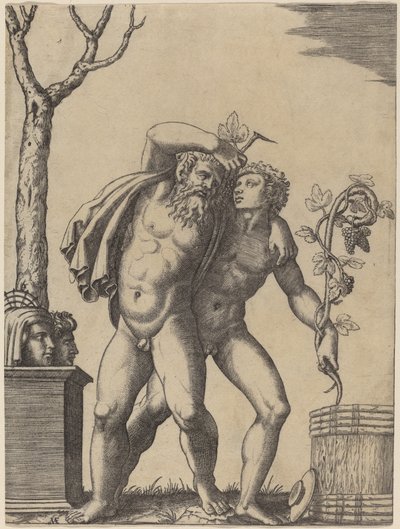 Młoda i stara bachantka autorstwa Marcantonio Raimondi possibly after Raphael possibly after Giulio Romano