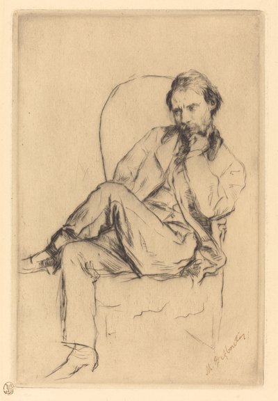 Renoir w pozycji siedzącej autorstwa Marcellin Gilbert Desboutin
