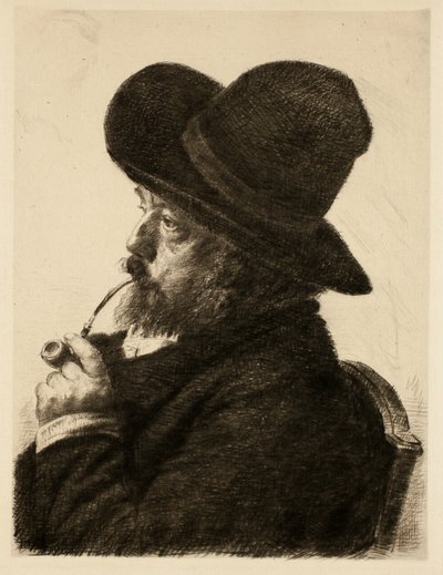 Palenie w dużym kapeluszu (autoportret) autorstwa Marcellin Gilbert Desboutin