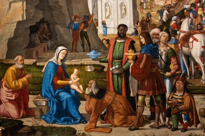 Adoracja Mędrców, fragment autorstwa Marcello Fogolino