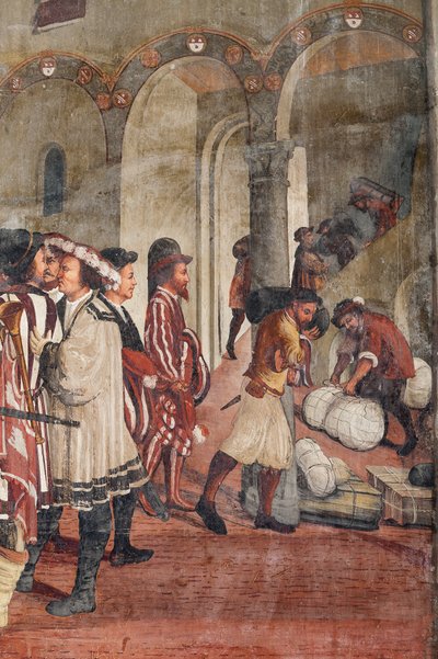 Scena polowania, szczegół wizyty Christiana I z Danii u Bartolomeo Colleoni, Hall of Honor autorstwa Marcello or Romani Girolamo (Romanino) (c.1485 c.1566) (attr.to) Fogolino