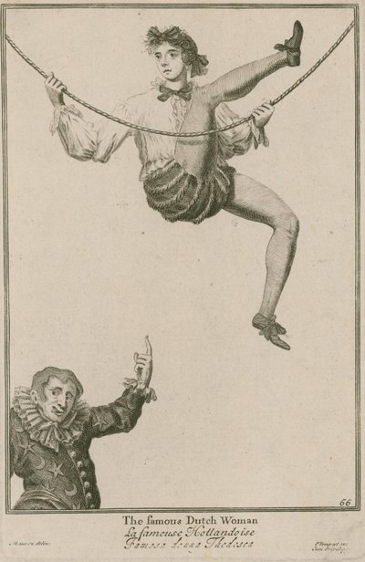 Bartholomew Fair, Londyn: Słynna Holenderka, 1687 autorstwa Marcellus the Elder Laroon