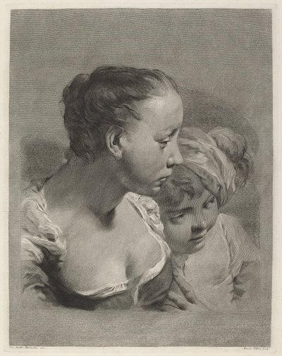 Młoda kobieta i chłopiec zwróceni w prawo autorstwa Marco Alvise Pitteri after Giovanni Battista Piazzetta