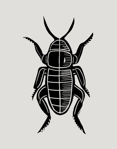 Ciemna twarz z blizną, 2023 (linoleum na papierze) autorstwa Marco Campedelli