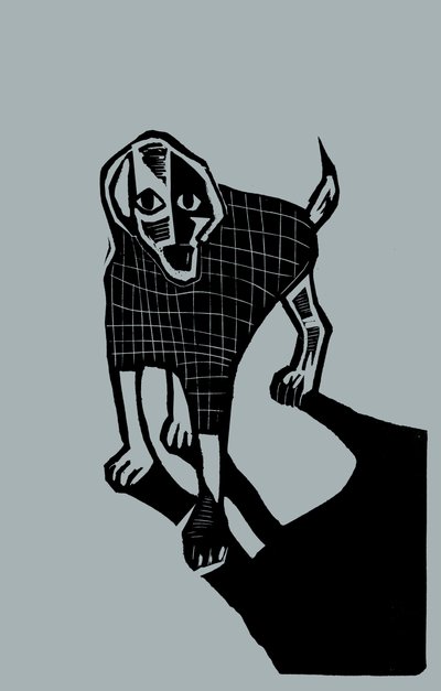 Pies, 2023 (linoleum na papierze) autorstwa Marco Campedelli