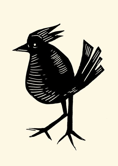 Fancy Bird, 2023 (linoleum na papierze) autorstwa Marco Campedelli