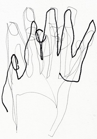 Psyco Hand, 2017 (pióro i marker na papierze) autorstwa Marco Campedelli