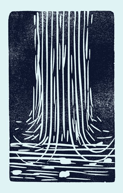 Wodospad, 2014 (linoleum na papierze) autorstwa Marco Campedelli
