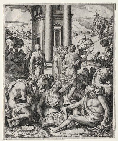 Zgromadzenie Uczonych, ok. godz. 15151527. autorstwa Marco Dente
