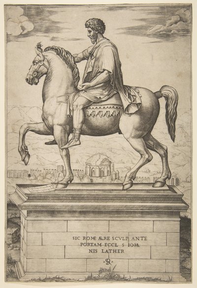 Posąg konny Marka Aureliusza, 1515-27. autorstwa Marco Dente