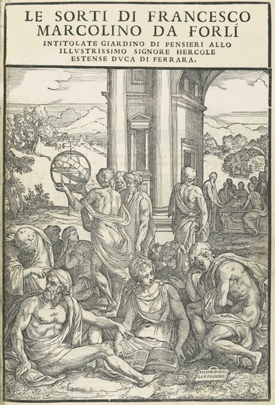 Le Sorti… zatytułowany ogród myśli, październik 1540. Twórcy: Nieznany, Marco Dente. autorstwa Marco Dente