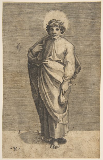 Św. Mateusz trzymający sakiewkę, ca. 1515-27. autorstwa Marco Dente