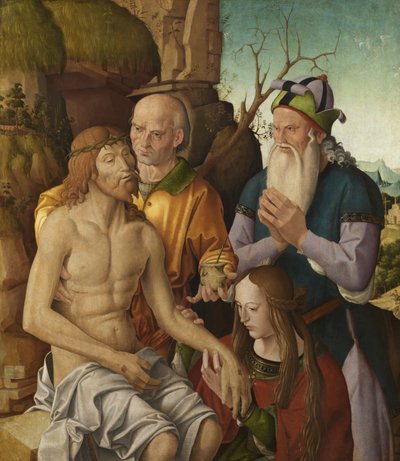 Lament nad Martwym Chrystusem, ok. 1500 (tempera na panelu) autorstwa Marco Palmezzano