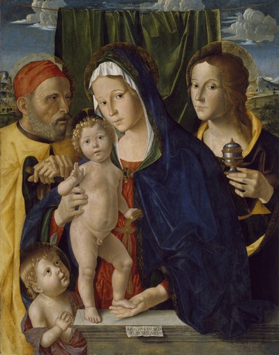 Święta Rodzina ze św. Janem Chrzcicielem i Matką Boską, 1500-5 autorstwa Marco Palmezzano
