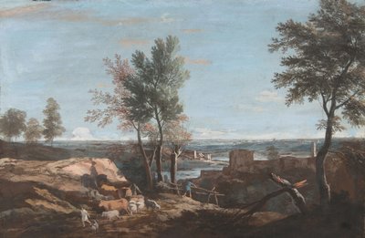 Rozległy Krajobraz Duszpasterski, ca. 1700-1730. autorstwa Marco Ricci