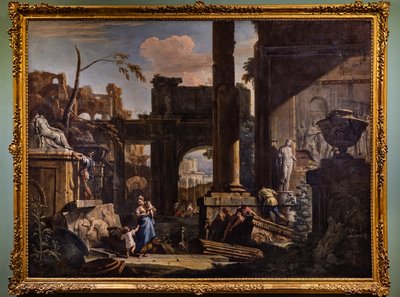 Perspektywa z ruinami i postaciami autorstwa Marco & Sebastiano (1659 1734) Ricci