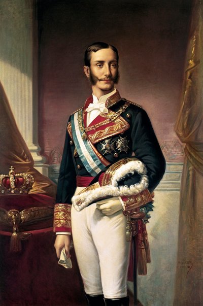 Portret Alfonsa XII, króla Hiszpanii (olej na płótnie) autorstwa Marcos Giraldez de Acosta
