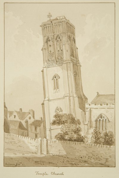 Temple Church (ołówek i akwarela na papierze) autorstwa Marcus H. Homes