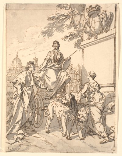 Arkusz alegoryczny z okazji wjazdu księcia Franciszka III do Florencji 1739 autorstwa Marcus Tuscher