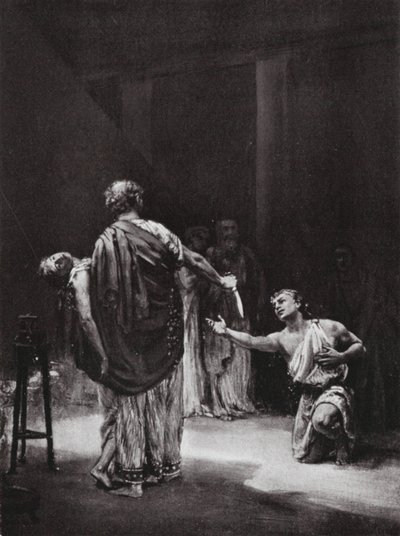 Arystodem z Messenii składa w ofierze swoją córkę (litografia) autorstwa Margaret (after) Dovaston