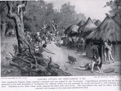 Atak Cezara na Verulamium, ilustracja z "Hutchinson