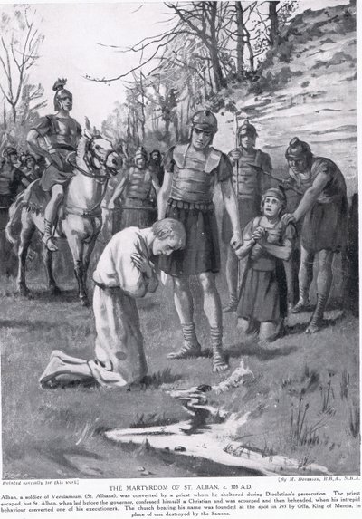 Męczeństwo św. Albana, ilustracja z "Hutchinson