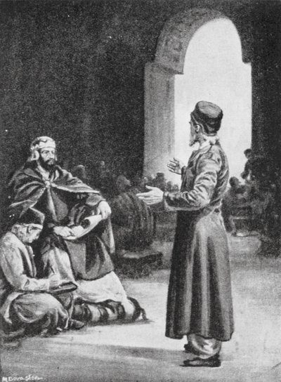 Vologeses III nadzoruje kolekcję Pehlevi Avesta, AD 160 (litografia) autorstwa Margaret (after) Dovaston