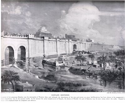 Babylon Restored, ilustracja z "Historii narodów" Hutchinsona (litografia) autorstwa Margaret Dovaston