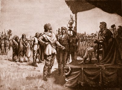 Caractacus przed Klaudiuszem, ilustracja z "Hutchinson