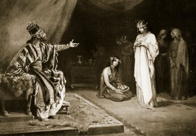 Małżeństwo asyryjskiej księżniczki z Kara-Indaszem, królem Babilonu, ilustracja z "Historii narodów" Hutchinsona (litografia) autorstwa Margaret Dovaston