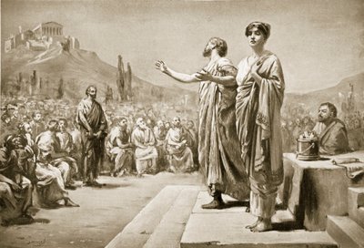 Perykles błagający o Aspazję, ilustracja z "Hutchinson