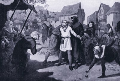 Strona Richardsa wzbudza podejrzenia na rynku w Erdburgu AD1192 autorstwa Margaret Dovaston