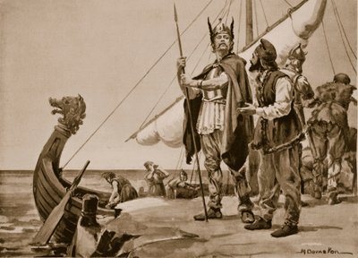 Ruryk wyrusza do kraju Słowian, 862 r. (litografia) autorstwa Margaret Dovaston