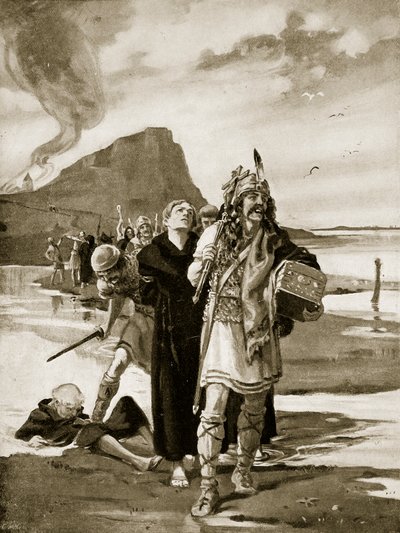 The Plunder of Lindisfarne, ilustracja z "Hutchinson