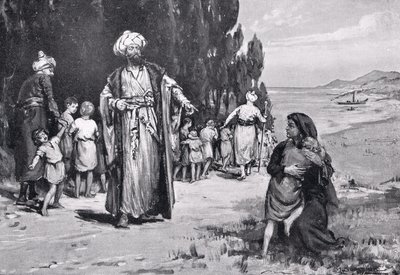 Hołd dzieci dla Turków, ilustracja z "Historii narodów" Hutchinsona autorstwa Margaret Dovaston