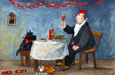 Świętujemy Boże Narodzenie, 2014 (gwasz na papierze) autorstwa Margaret Loxton